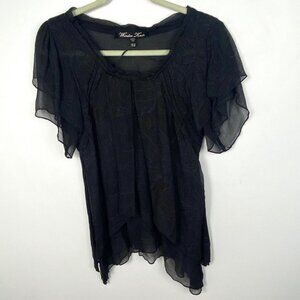 Nicole Richie‎ 100% Vintage Silk Winter Kate Charlotte Paisley Blouse Black Top